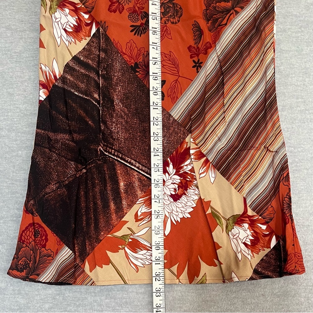 XOXO Jeans Y2K Vintage 90s Midi Skirt Womens Medium Floral Stripe Patchwork Boho - Picture 12 of 13